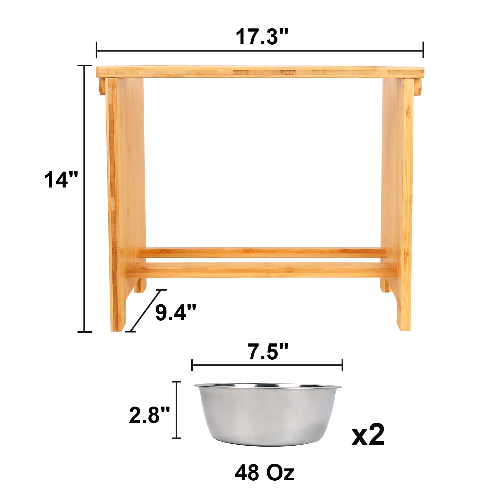 HTB easy-assembly-dog-feeder displayed with included hardware.