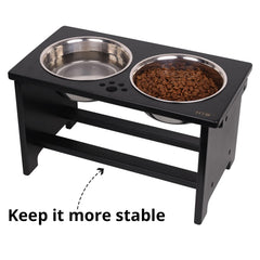 HTB elevated dog bowls stainless bowls close-up emphasizes easy refill and cleaning.