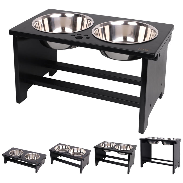 HTB elevated dog bowls stand assembly demonstrates quick setup.