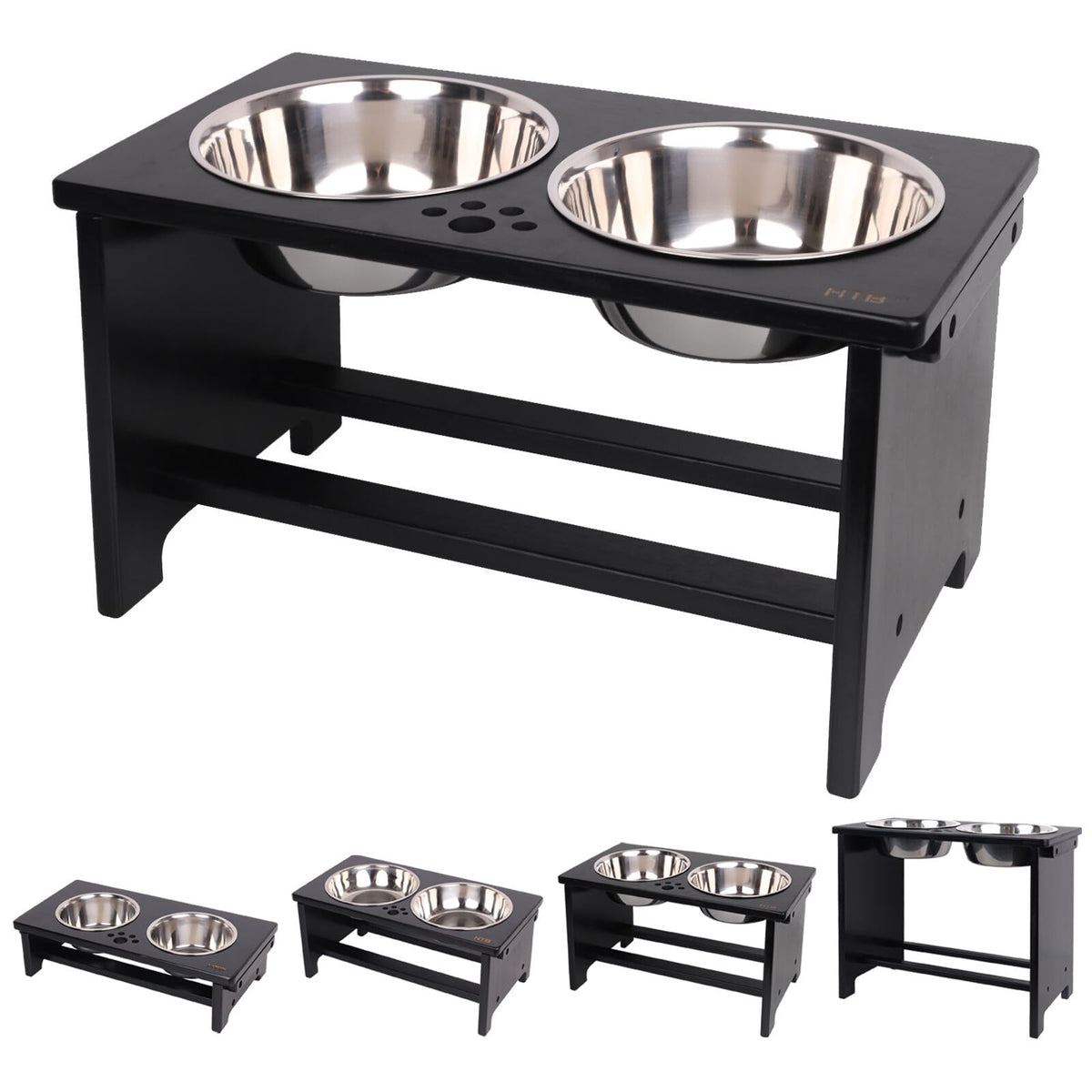 HTB elevated dog bowls stand assembly demonstrates quick setup.
