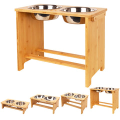 HTB elevated-dog-bowls-stand shown with dual bowls for comfortable feeding.