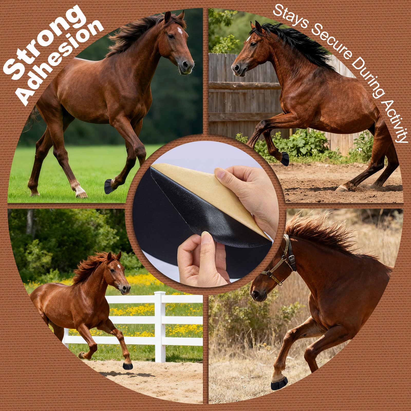 HTtoy durable cushioning pads visible with hoof tape during use.