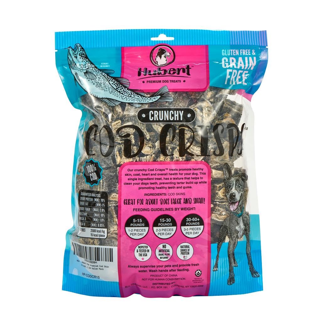 Hubert Premium Cod Skin Crisps close-up texture, showcasing natural cod skin with omega-3.