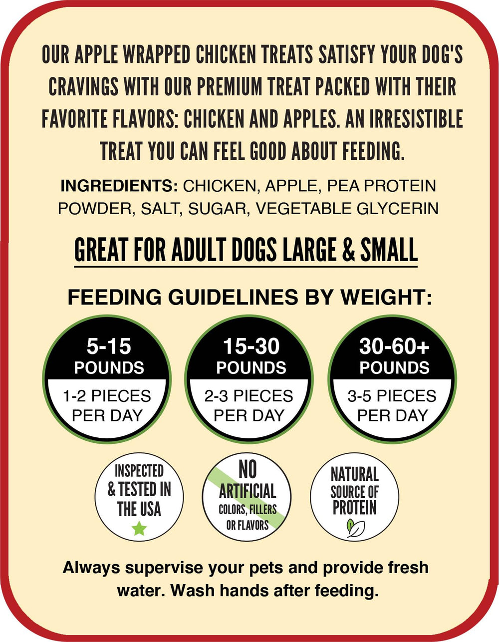 Hubert Premium Dog Treats chicken-wrapped-apple-bites serving on a dish for training sessions
