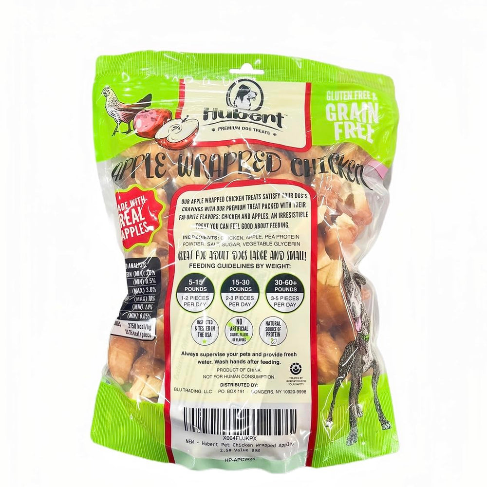 Hubert Premium Dog Treats chicken-wrapped-apple-bites close-up reveals crunchy apple center