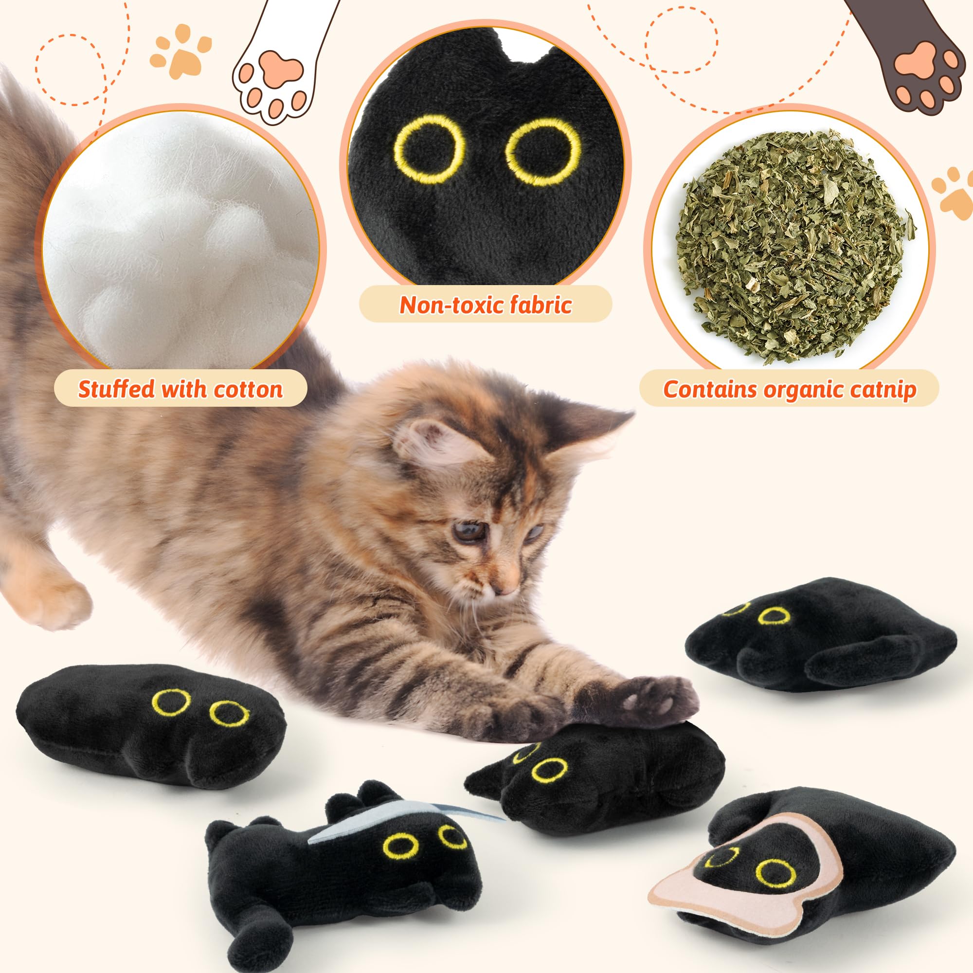HubirdSall five black cat poses design for curious kittens