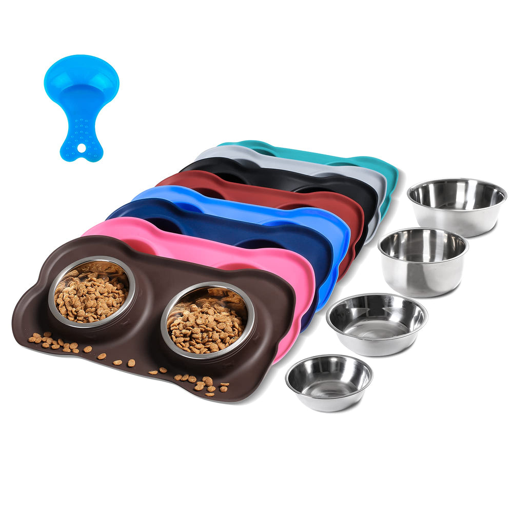 Hubulk two stainless steel pet bowls set for tidy meals and easy cleaning