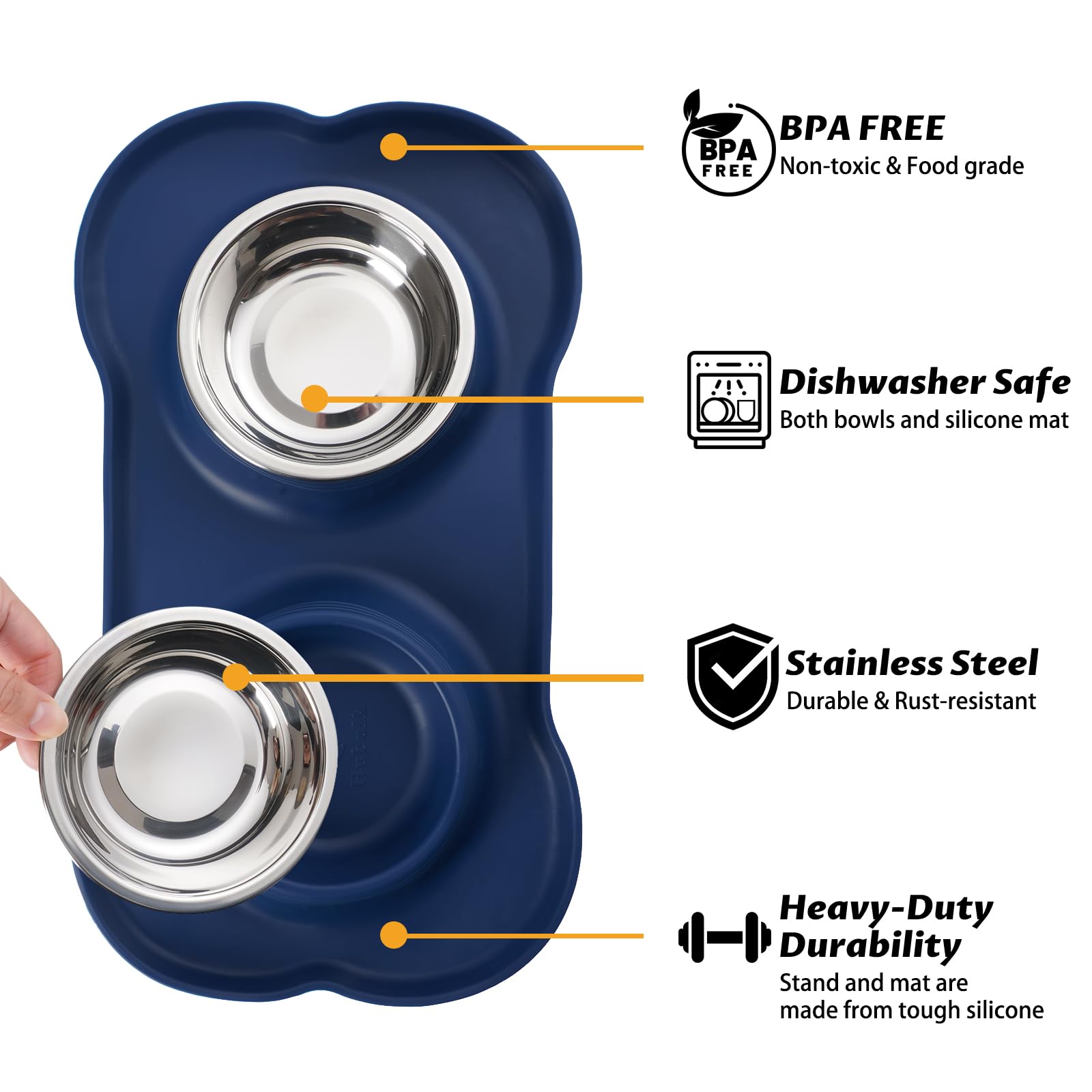 Hubulk dual bowls design supports feeding two pets at once with a secure base.