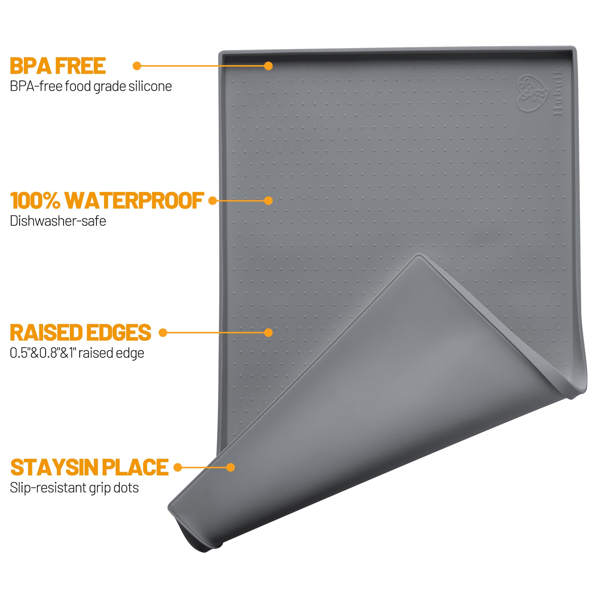 Hubulk mat non-slip base keeps bowls steady during feeding.