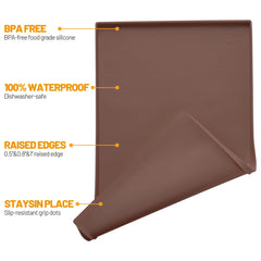 Hubulk mat rim-edge detail showing anti-slip surface stabilizing bowls