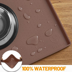 Hubulk mat under bowls illustrating floor protection and spill containment