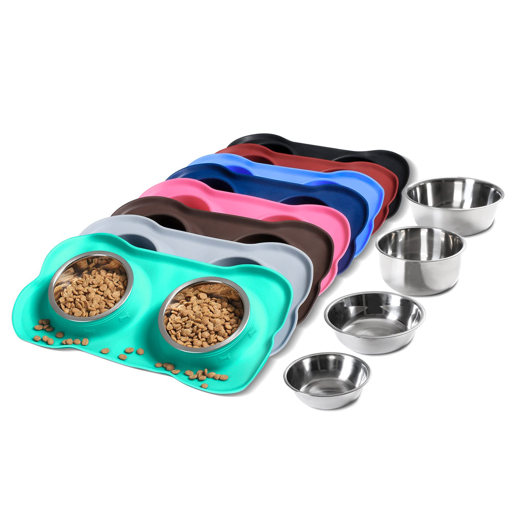 Hubulk dual bowls with no spill mat for tidy feeding