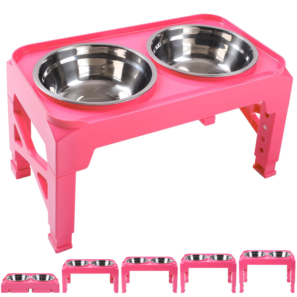 Hubulk elevated dog bowls with no spill edge for a cleaner feeding area.