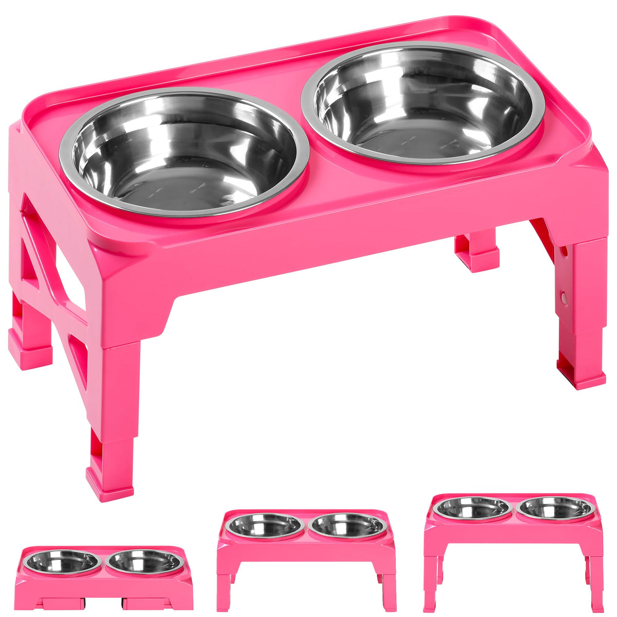 Hubulk elevated stand with two bowls at ergonomic height for easy feeding.