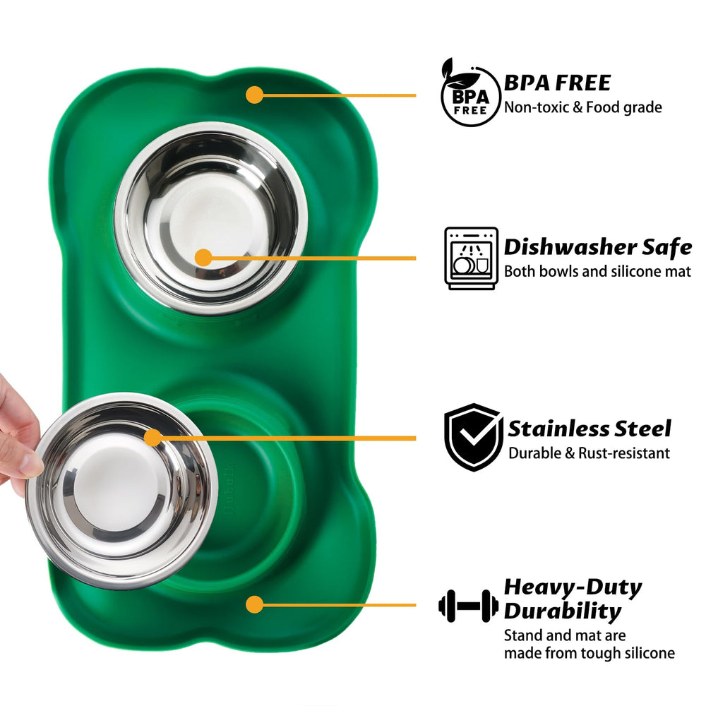 Hubulk no-spill silicone mat prevents spills and protects floors.