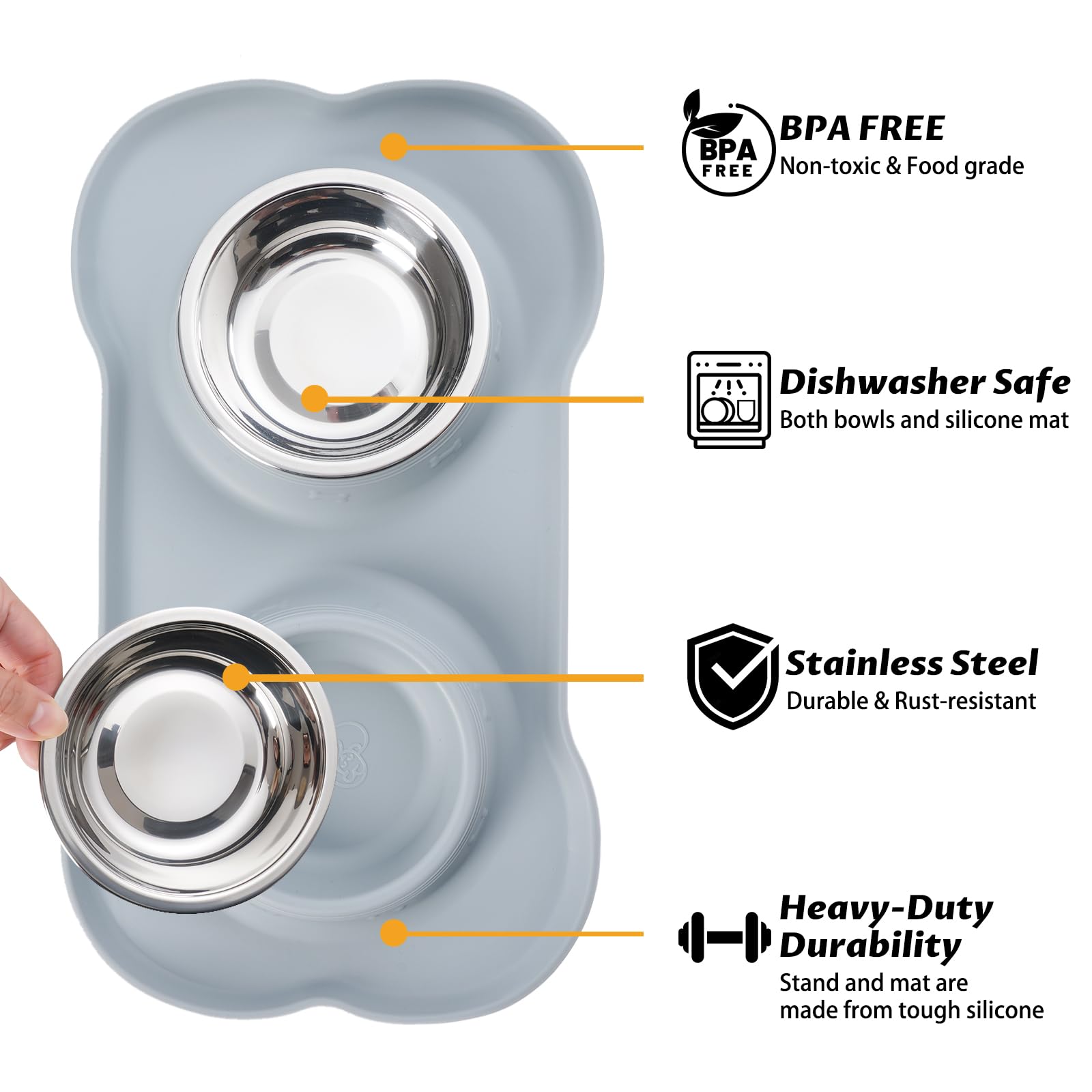 Hubulk stainless steel dog bowls for easy cleaning and rust resistance.