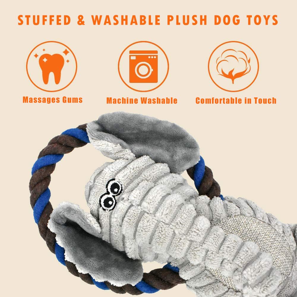 HUGEME dog toy for tug of war rope to boost interactive fun.