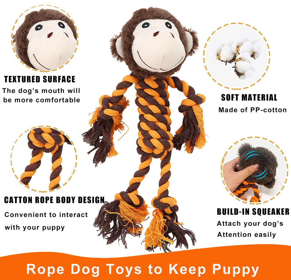 HUGEME rope dog toy elephant with corduroy surface for satisfying teething.