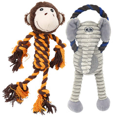 HUGEME rope dog toy monkey chew for durable chewing and active play.