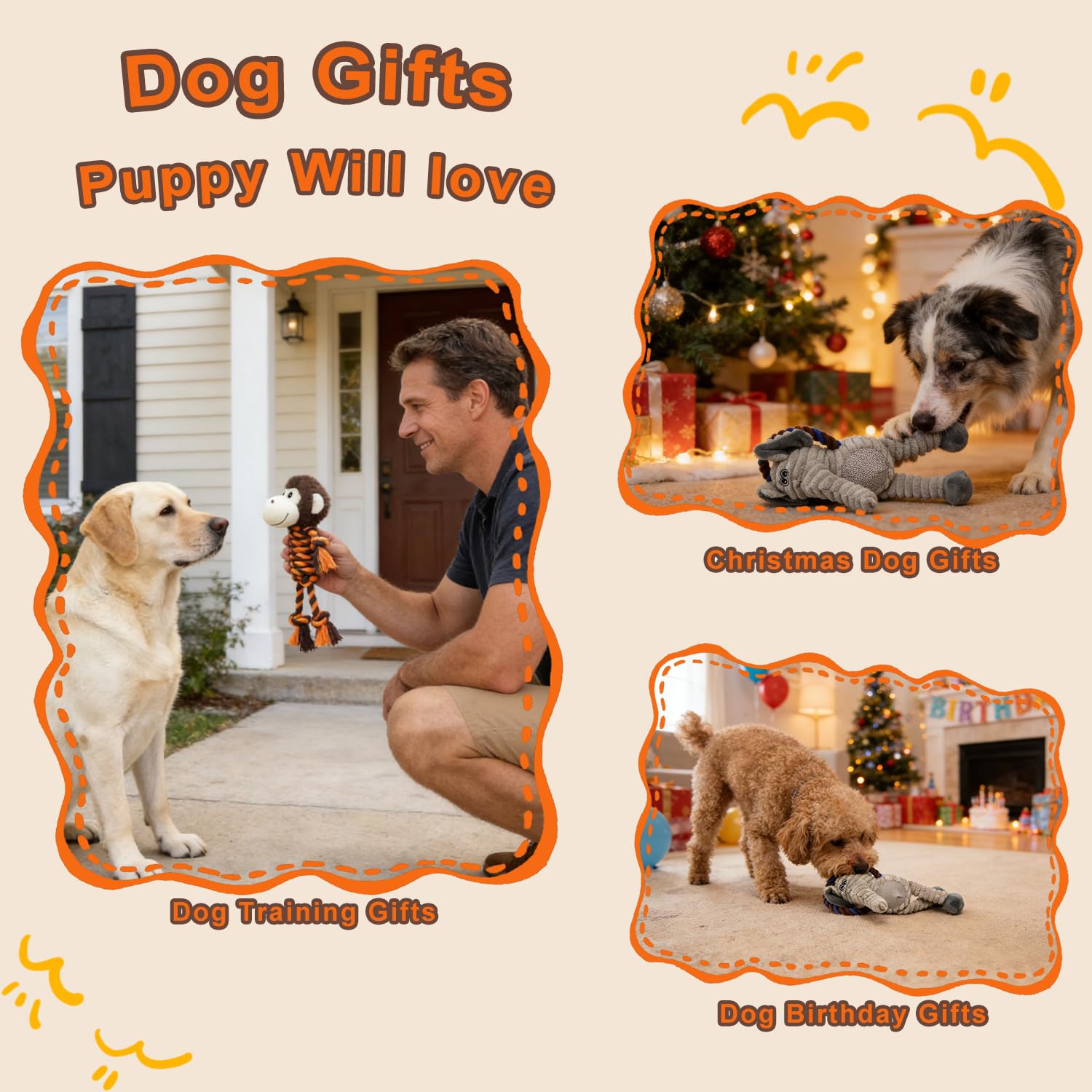 HUGEME squeaky dog toy small size to entice playful chews.