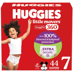 Huggies Little Movers HuggFit 360 front view shows full protection during play.