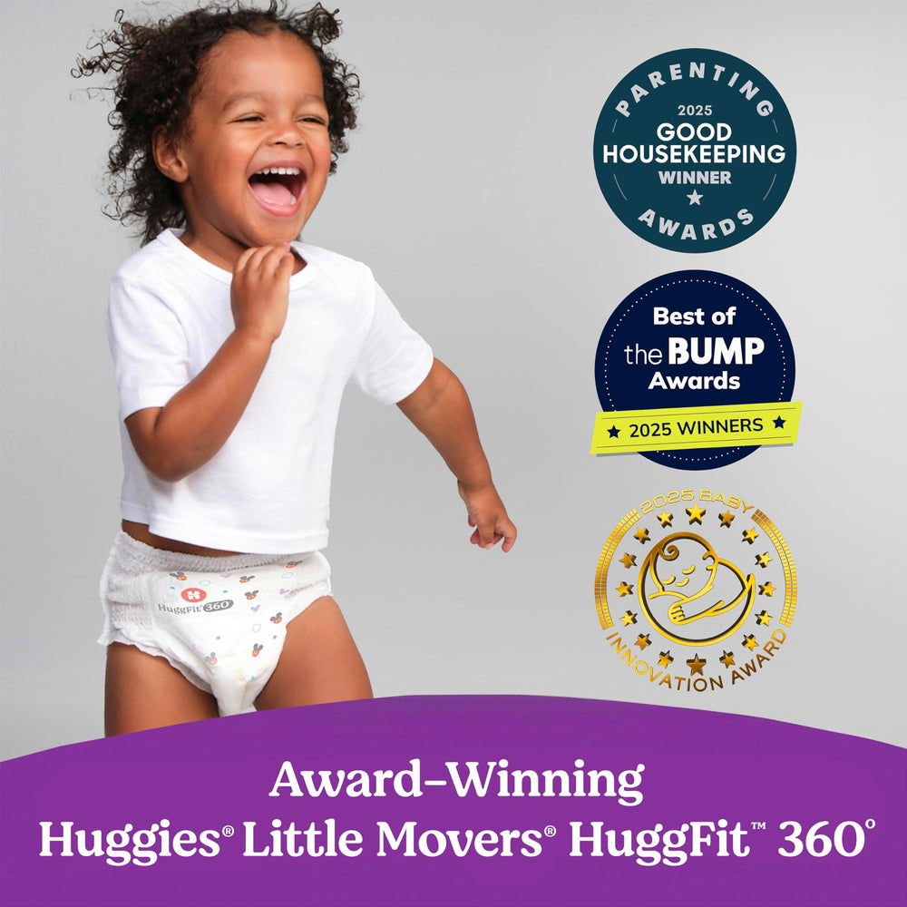 Huggies Little Movers HuggFit 360 packaging variation shown.