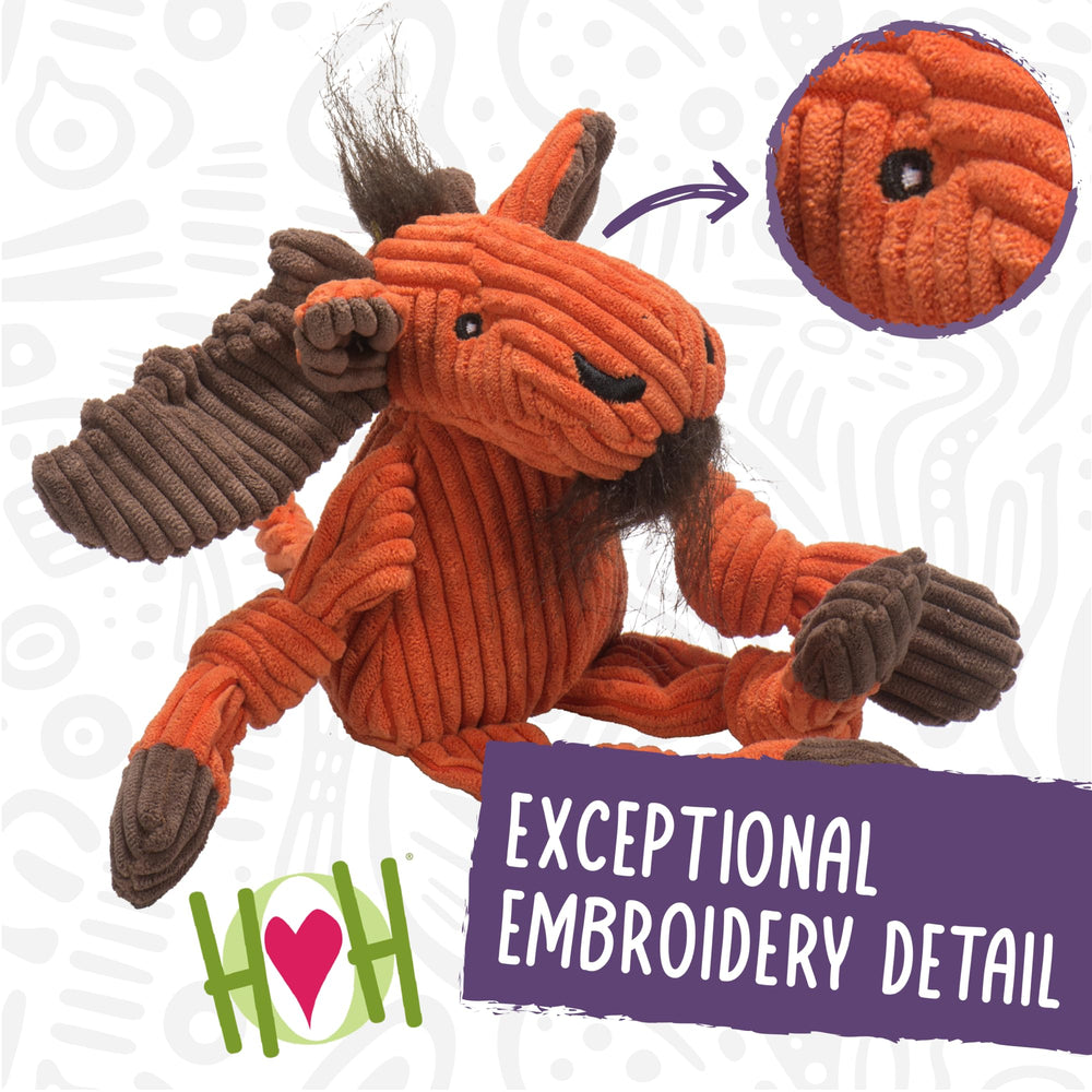 HuggleHounds Fergie Frog Knottie toy with multi-layer construction for durability
