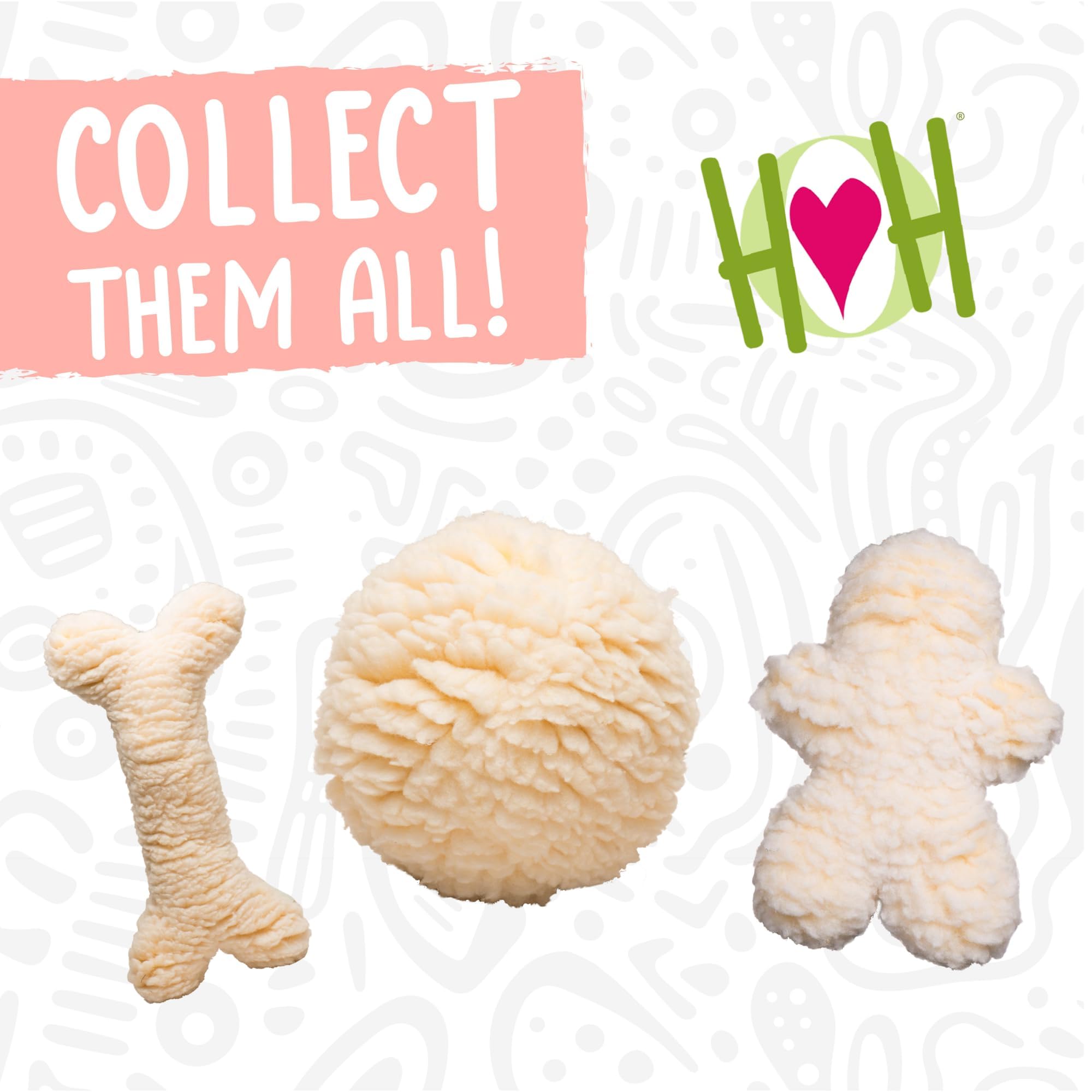 HuggleHounds Plush Bone Toy ideal for large breeds and puppies.