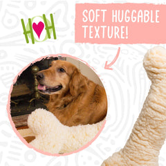 HuggleHounds Plush Bone with reinforced seams demonstrates rugged play durability.