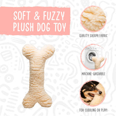 HuggleHounds Plush Bone texture closeup highlights soft fleece for cuddling.