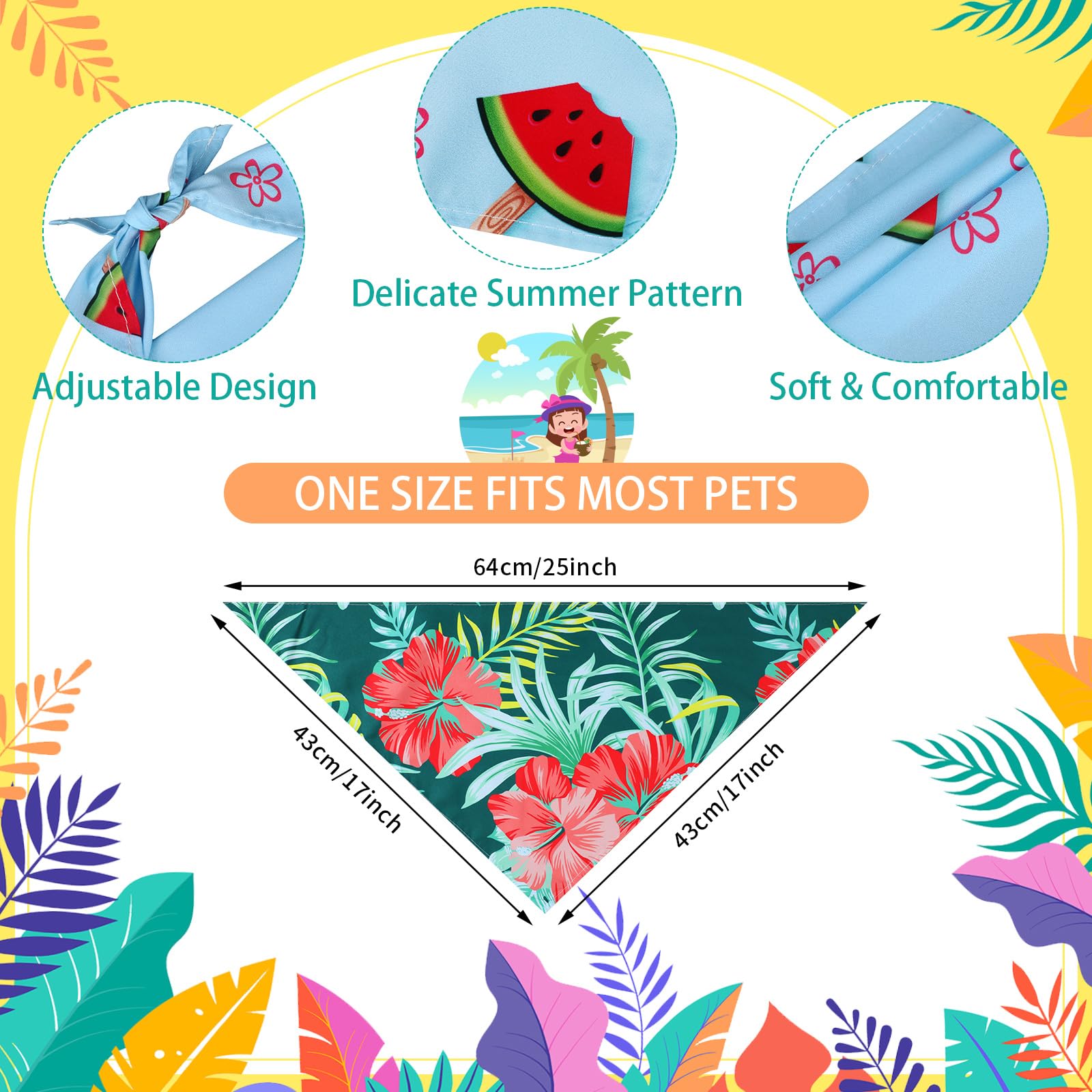 Huhumy bright color bandanas for dogs showcase tropical patterns for summer adventures.
