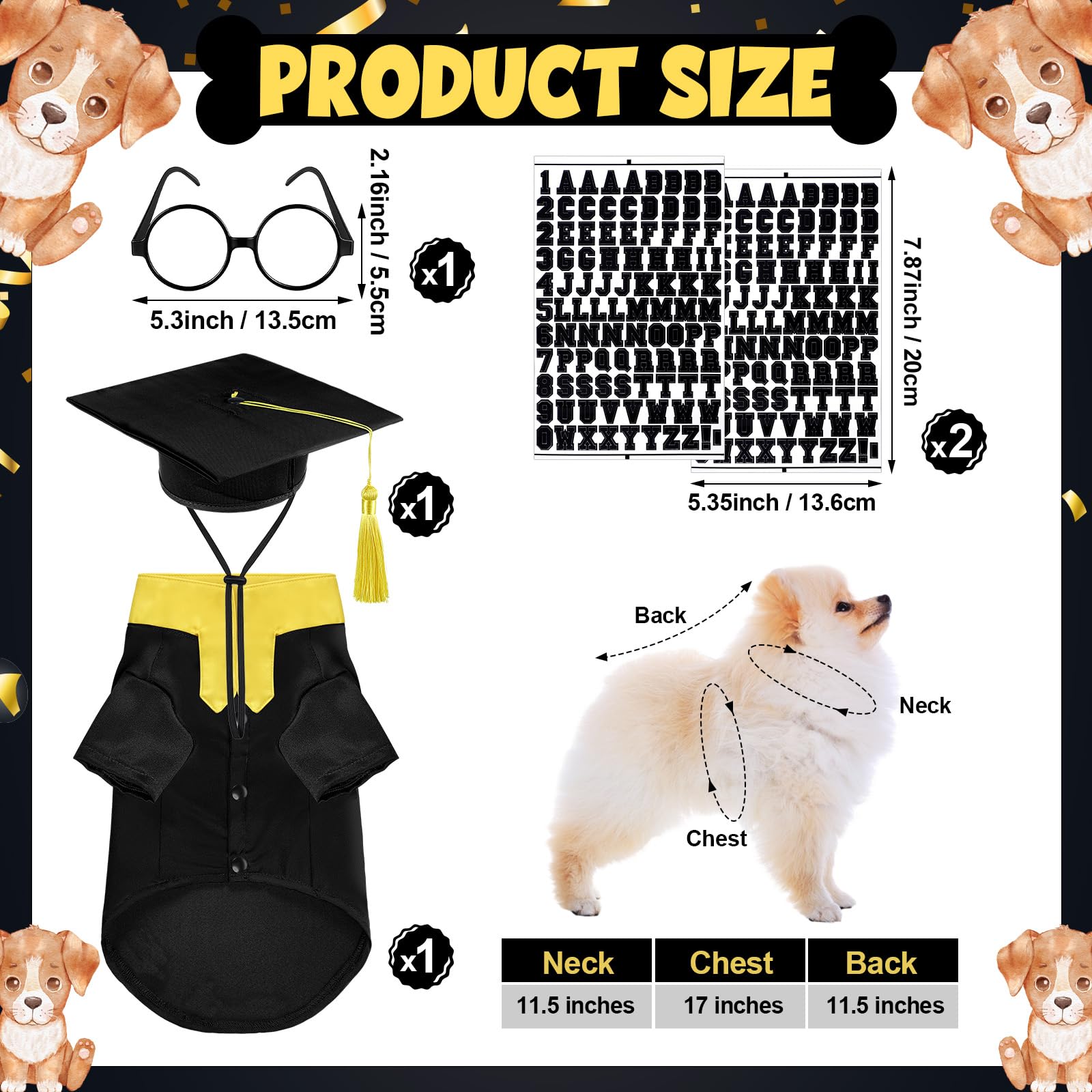 Huhumy dog graduation hat with yellow tassel for cute ceremonies.