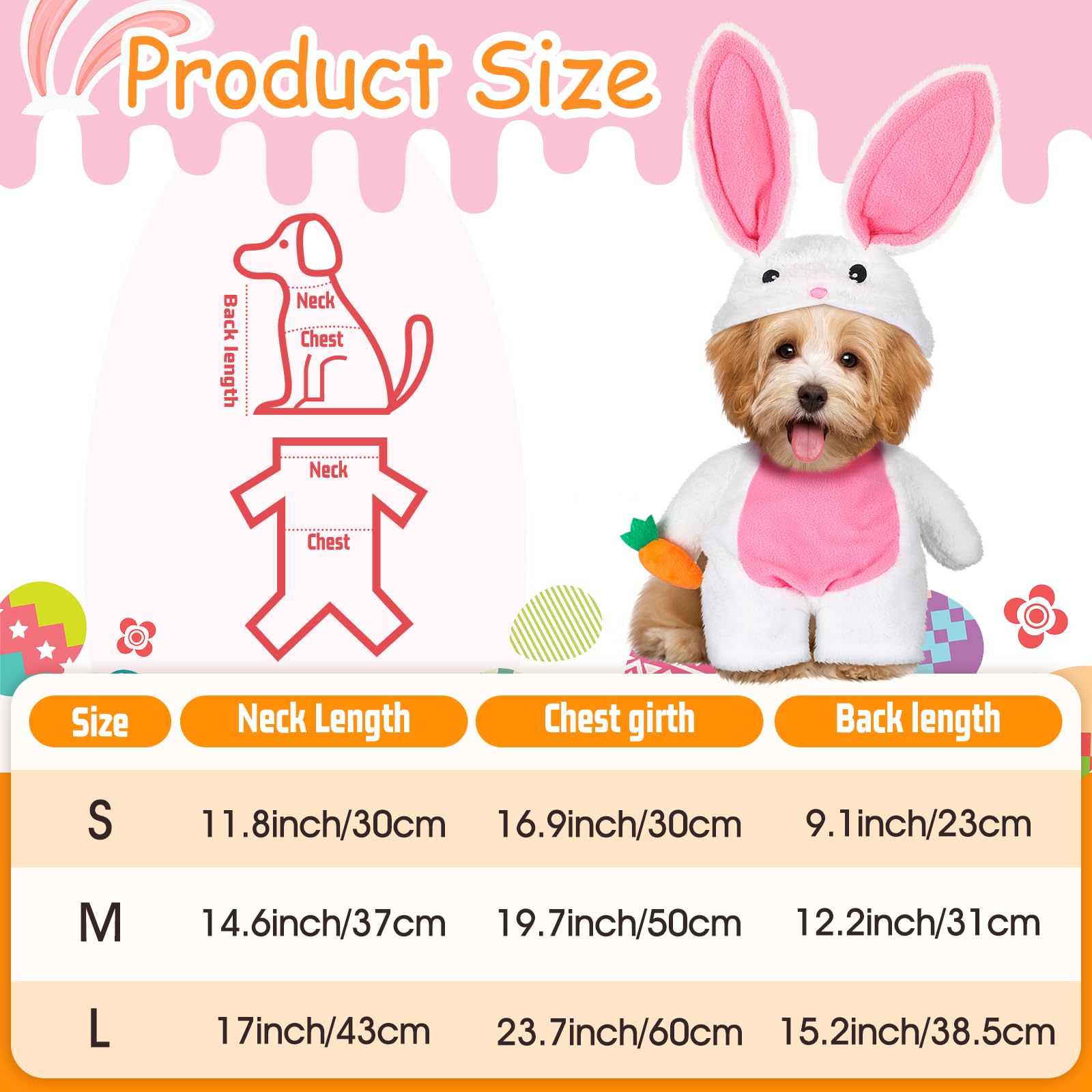Huhumy Easter dog costume shows a 3D carrot attachment for playful charm