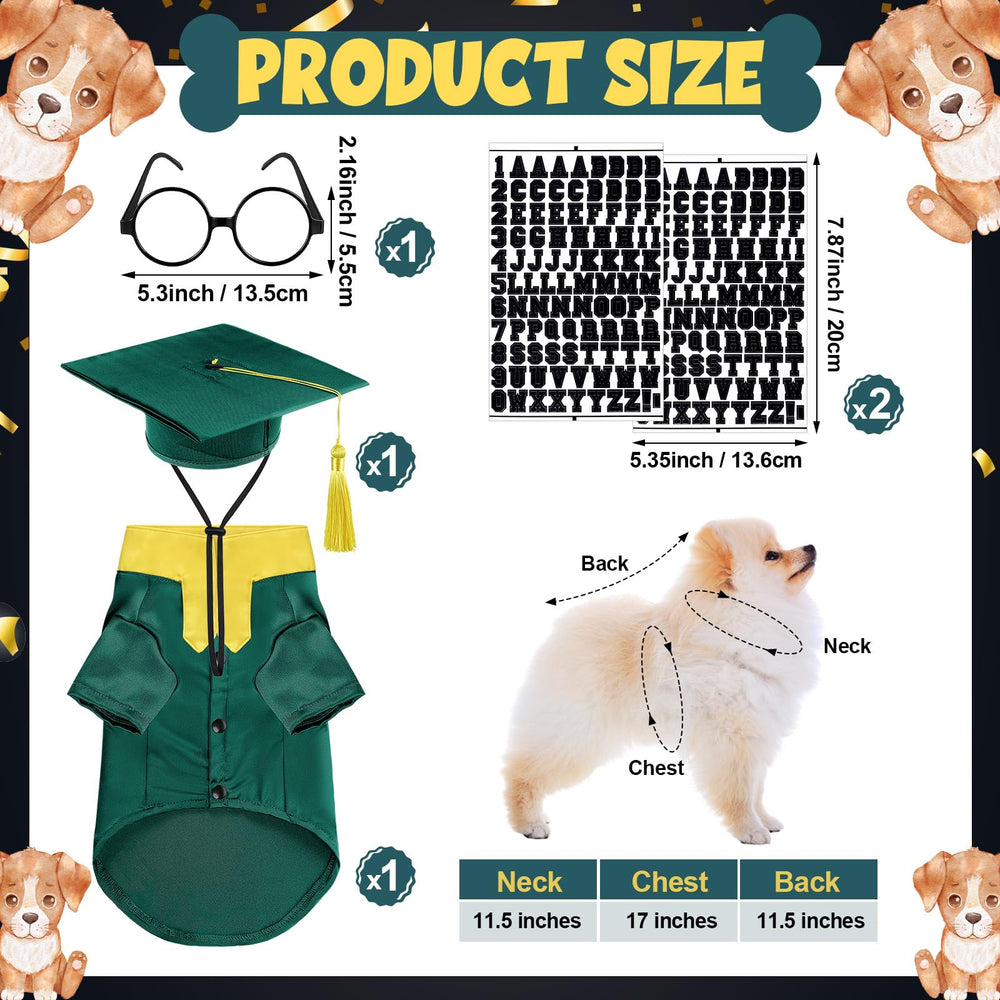 Huhumy pet graduation cap in green-yellow with tassel for celebrations