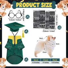 Huhumy pet graduation cap in green-yellow with tassel for celebrations