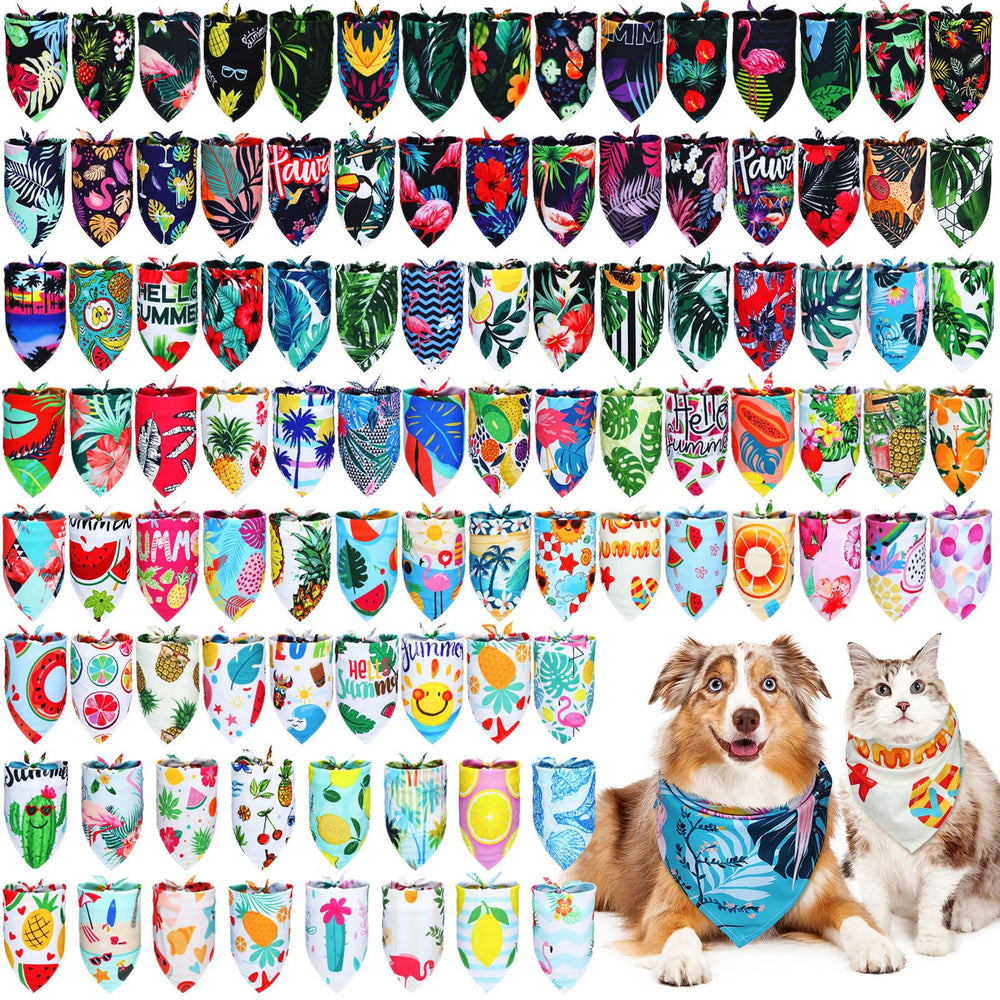 Huhumy Hawaiian dog bandana pack adds festive flair to medium and large dogs.