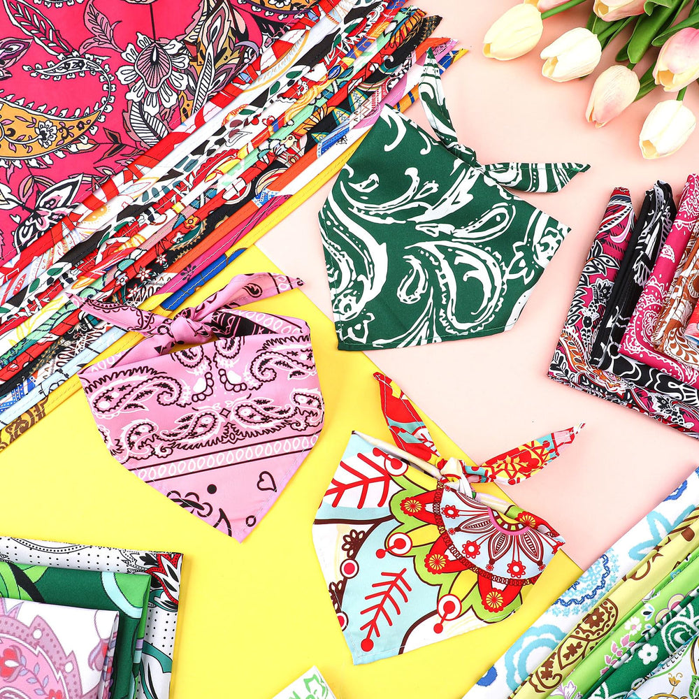 Huhumy paisley bandana worn on dogs creates chic park-ready looks.