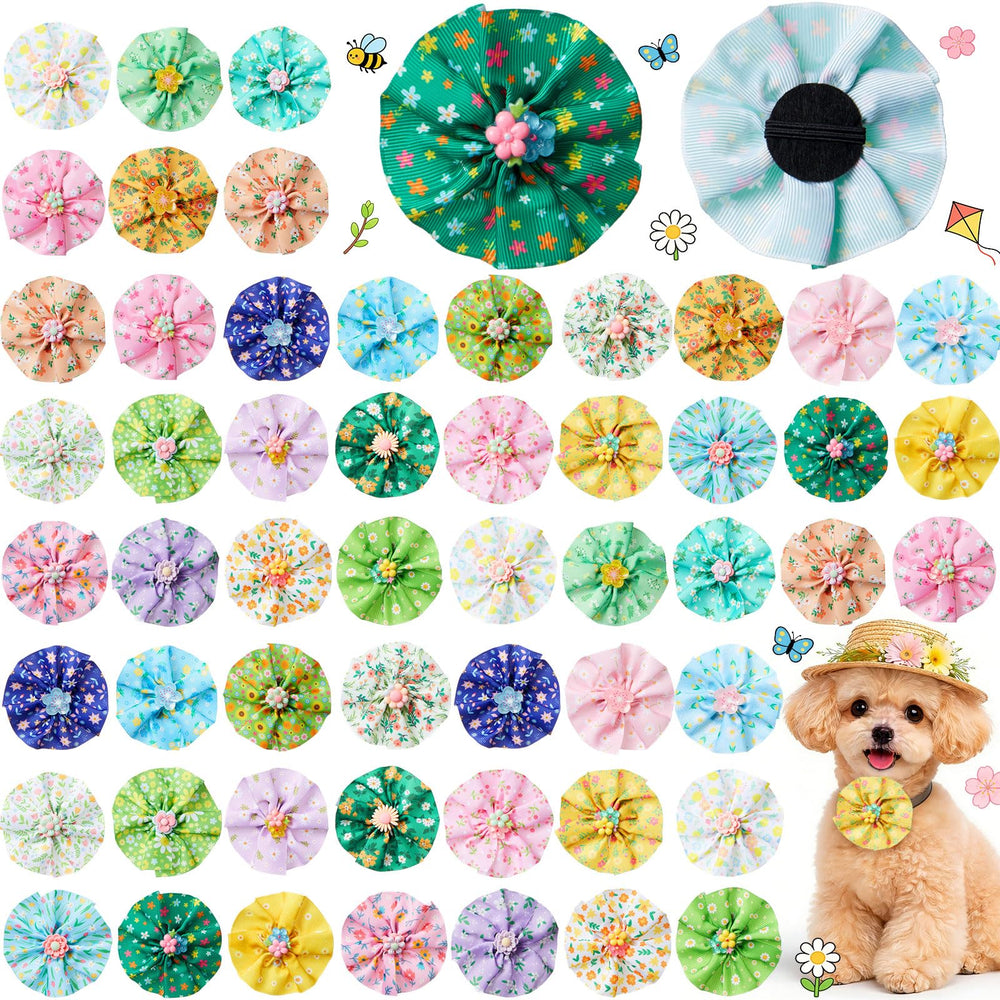 Huhumy spring daisy bow on dog collar for a cute party look