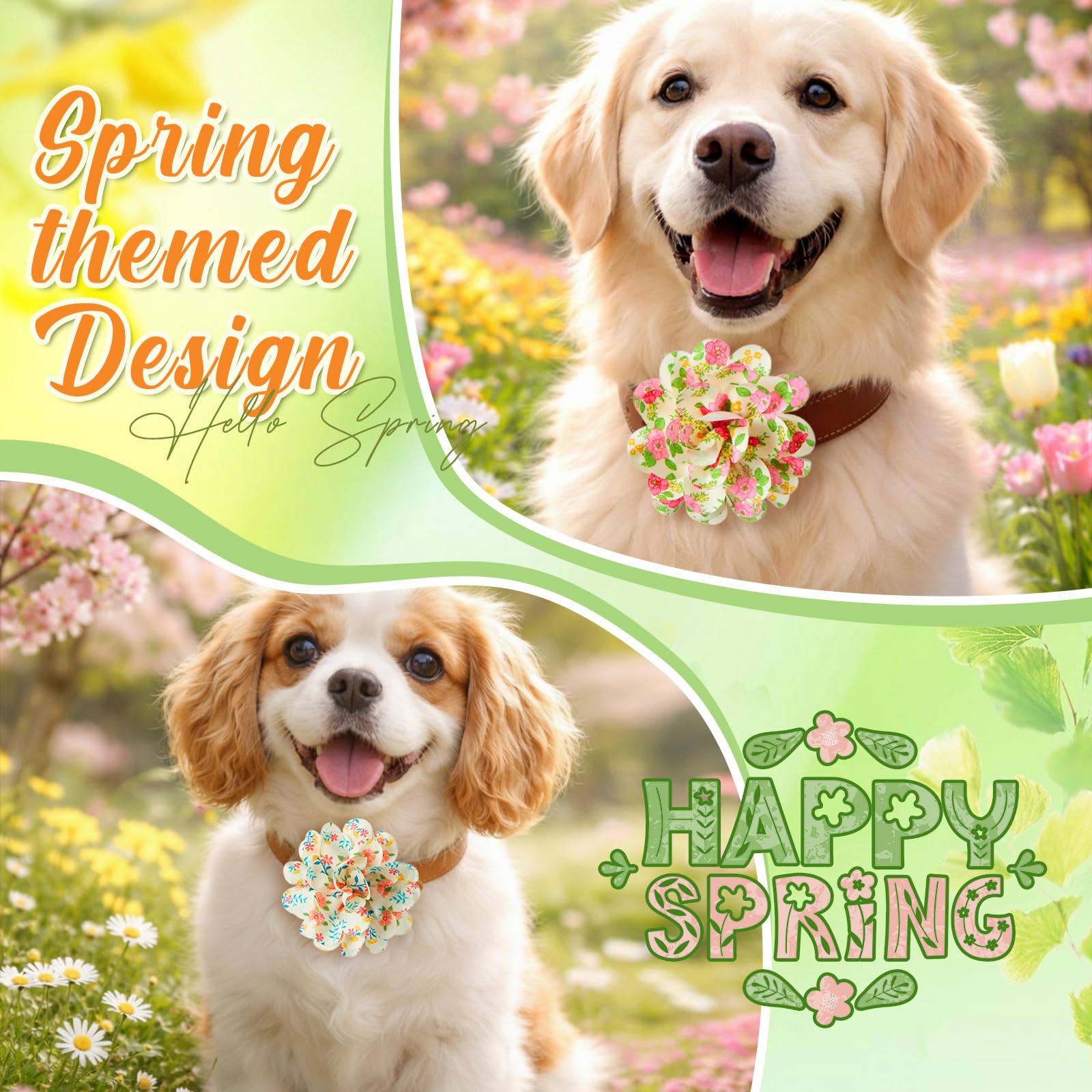 Huhumy spring dog collar flowers with rose pattern enhances boutique-style outfits.