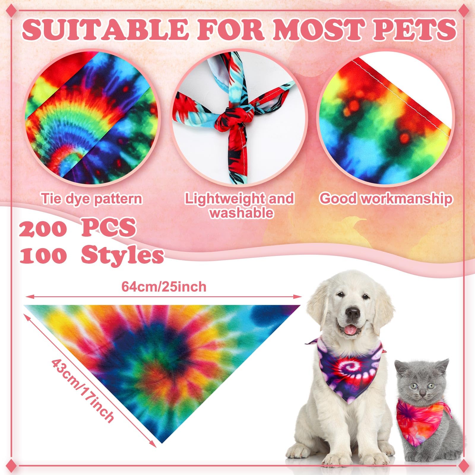 Huhumy tie-dye pattern dog bandana highlights playful style during walks.