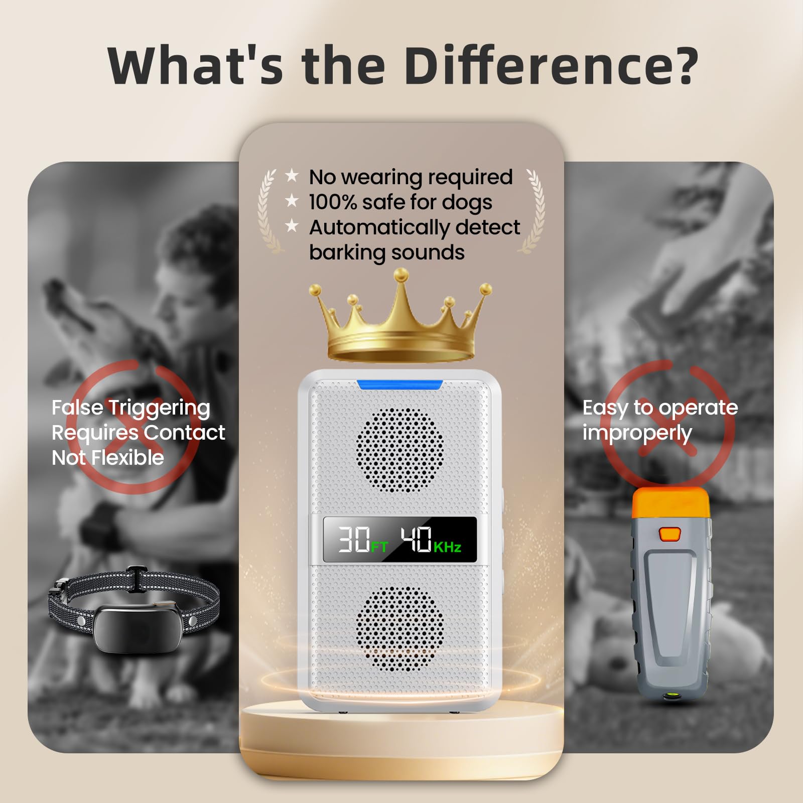 HUHUWOW adjustable frequency tailored to the dog's sensitivity