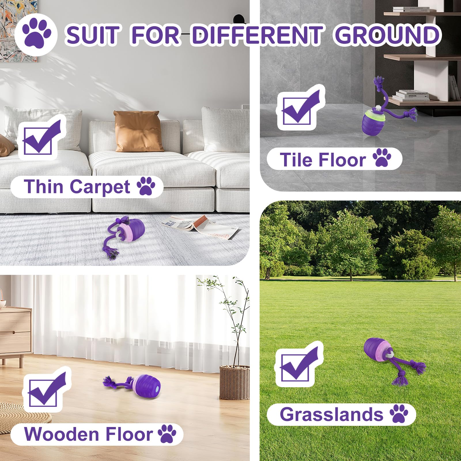 Durable build for play on carpet, hardwood, and tile surfaces with Huimpet ball.