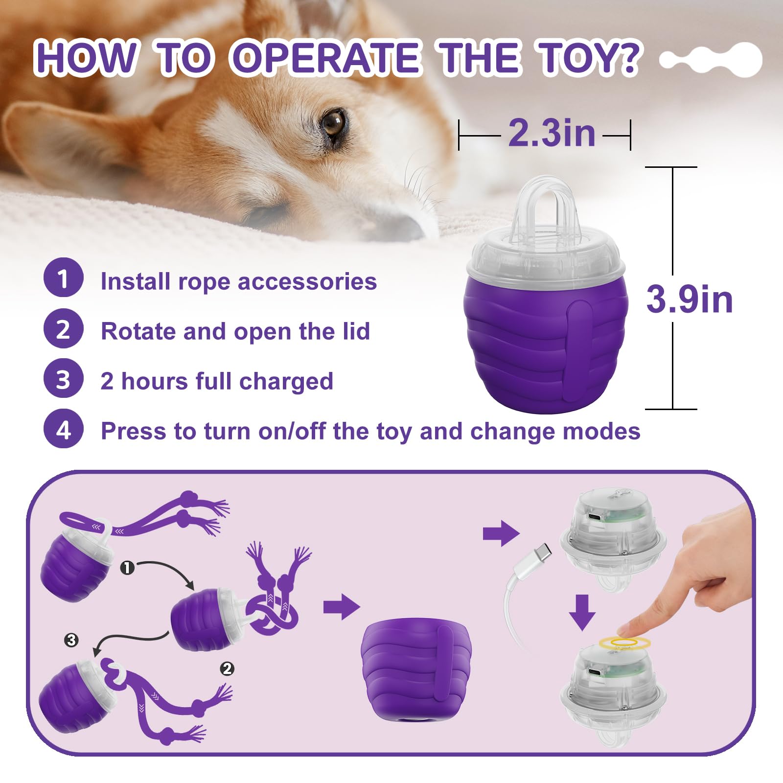 Three modes: fast, slow, and interactive to suit energy levels in Huimpet toy.
