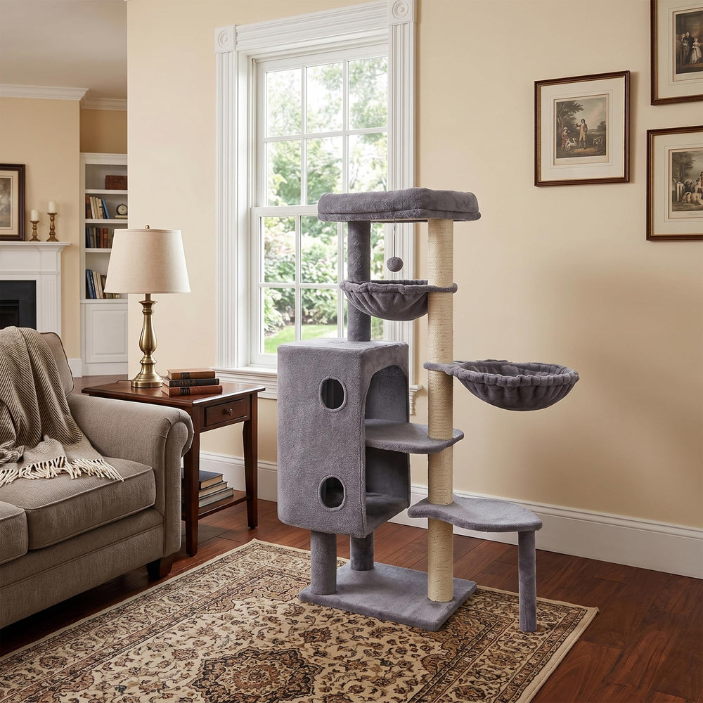 HUITREE easy-assembly cat tree with included tools for quick setup