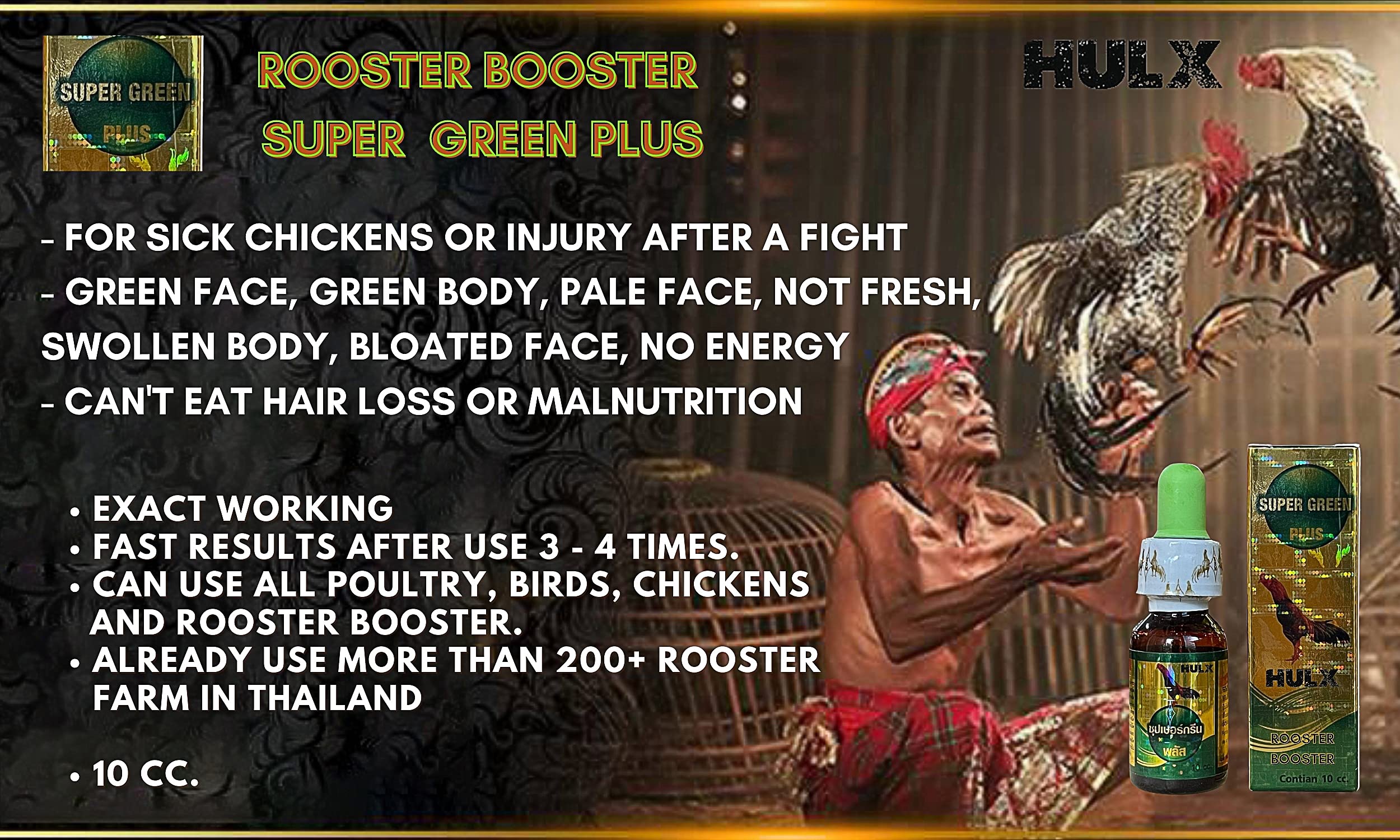 Dropper applying HULX Rooster Booster to a sick bird.