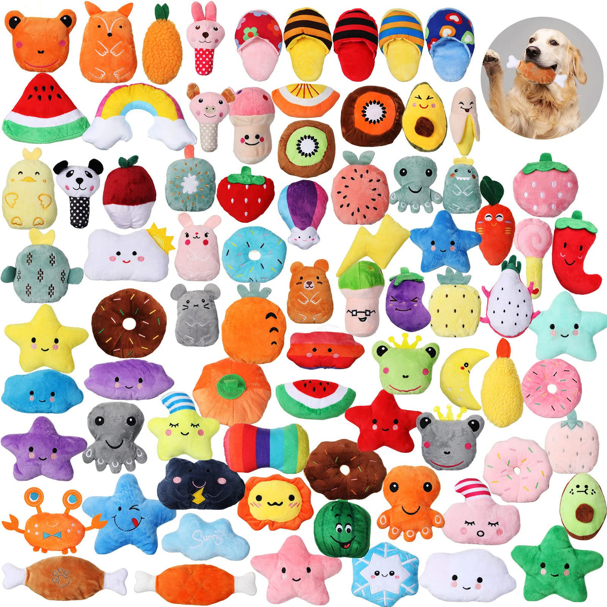 Hungdao 80-pcs dog squeaky toys bulk assortment for small dogs boosts interactive play.