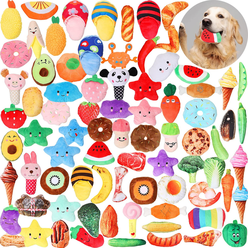 Hungdao 80-piece dog toy bulk pack for versatile daily play with small dogs.