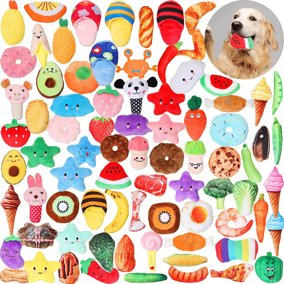 Hungdao 80-piece dog toy bulk pack for versatile daily play with small dogs.