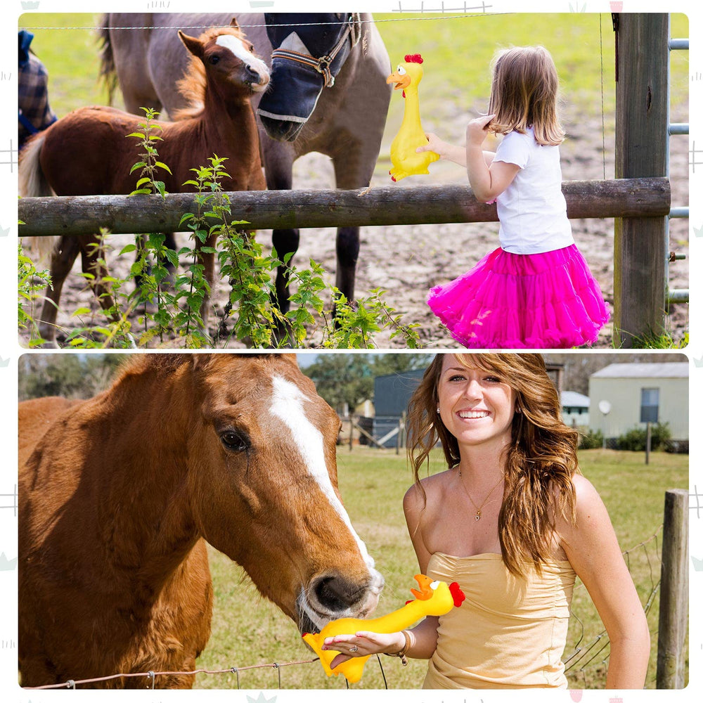 Hungdao bright yellow chicken toy for horses enhances visibility and play