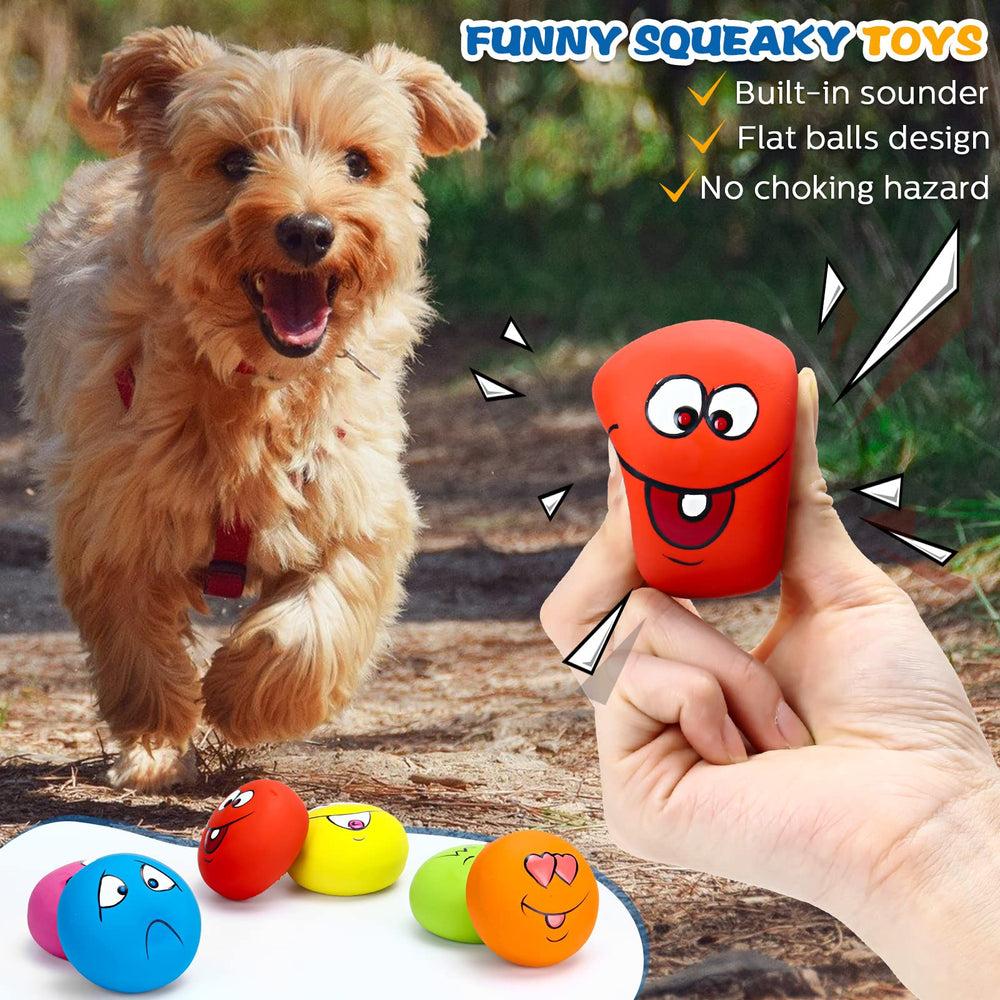 Hungdao bright color dog ball toy enhances indoor and outdoor play with squeaks.